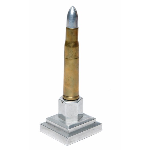 1119 - Trench Art comprising a Bullet / Shell Lighter, mounted on to base.