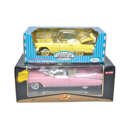 1162 - Maisto 1/18 diecast model car comprising Premium Edition Cadilac Eldorado in Pink plus Gearbox Ford ... 