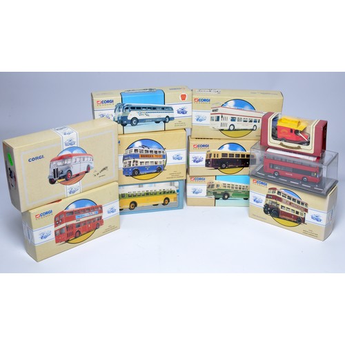 63 - Corgi diecast model bus issues comprising nine 1/50 'Classic' series issues plus two others includin... 