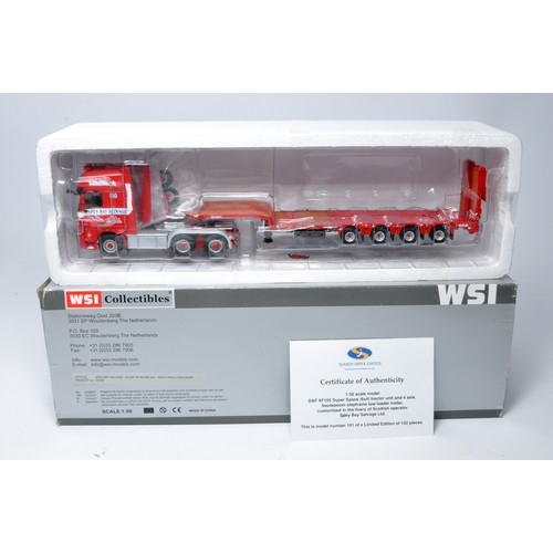 86 - WSI 1/50 diecast model truck issue comprising SI DAF XF105 SSC 6x4-semi 4 axle lowloader in the live... 