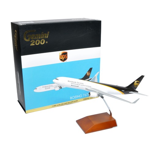 Gemini 1/200 Diecast Model Aircraft Issue comprising No. G2UPS470 Boeing 767-300F UPS. Likely to have been displayed at some stage, looks generally good with original box.