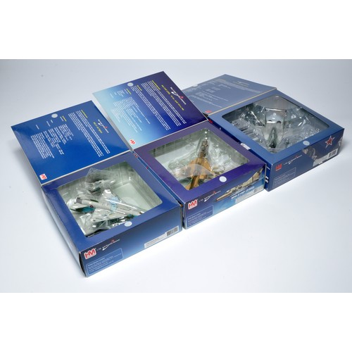 3 - Hobby Master 1/72 diecast model aircraft trio comprising No. HA6501 Mig-29 Fulcram, No. HA0143 Mig-2... 