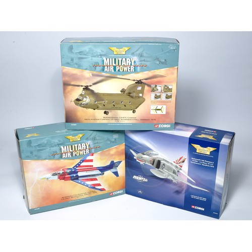 90 - Corgi 1/72 diecast model aircraft issues comprising Boeing Chinook, plus F4 Phantom x 2. Look to be ... 