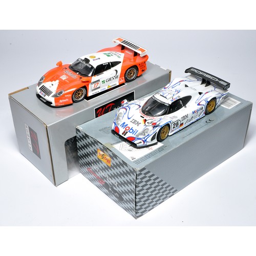 123 - Duo of 1/18 diecast model racing cars (Le Mans) from Maisto and UT Models. Look generally good, with... 