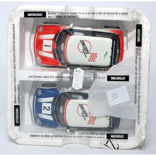 516 - Scalextric slot car set John Cooper Challenge no. 1 and 2 - good condition , in packaging - no box.