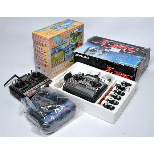 539 - Trio of aircraft radio control flight controller systems, two in boxes as shown.