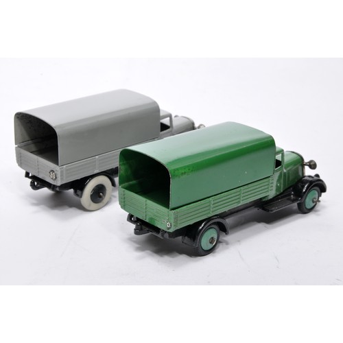 614 - Dinky No. 25b Covered Wagon. Duo of issue in green and grey as shown (note base variations plus gree... 