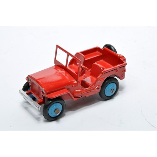 651 - Dinky No. 25j civilian jeep. Issue is in red, with blue hubs, as shown. Displays very good, with ver... 