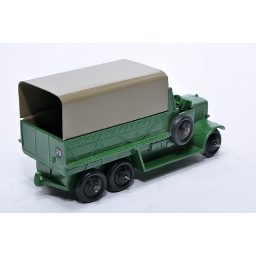 655 - Dinky No. 25s six wheeled covered wagon. Issue is in green, as shown. Displays generally very good t... 
