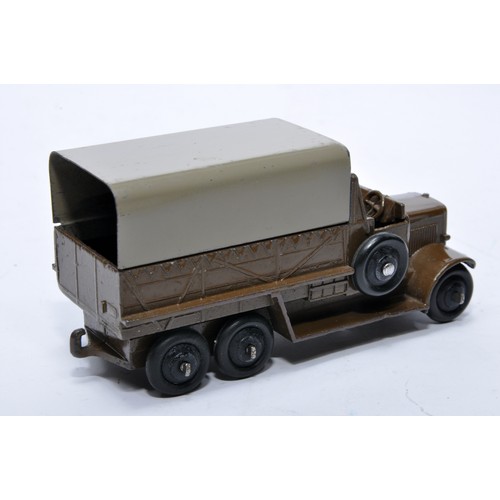 656 - Dinky No. 25s six wheeled covered wagon. Issue is in green, as shown. Displays generally good to ver... 