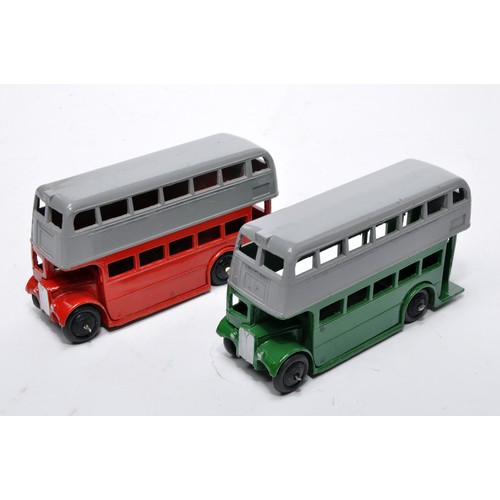 662 - Dinky No. 29c Double Decker Bus. Duo of issues in red and grey, green and grey as shown (note basepl... 