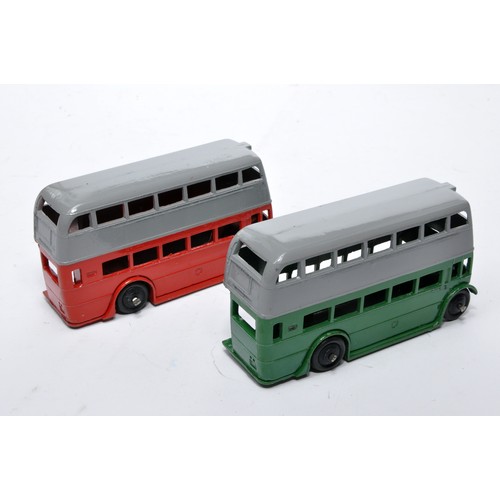 662 - Dinky No. 29c Double Decker Bus. Duo of issues in red and grey, green and grey as shown (note basepl... 