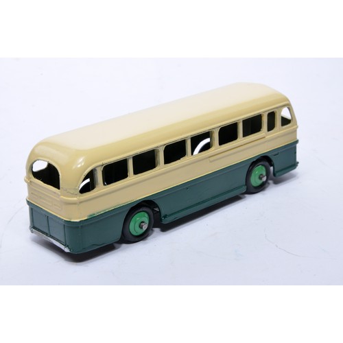 730 - Dinky No. 282 Leyland Royal Tiger Coach. Single issue is in two-tone green and cream, inc green hubs... 