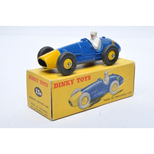 749 - Dinky No. 23h Ferrari Racing Car. Single issue is in blur and yellow, with yellow hubs, RN5, plus dr... 