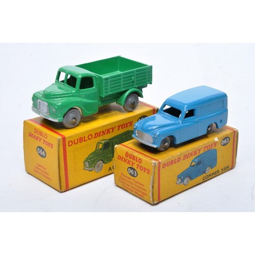 755 - Dinky Dublo No. 63 Commer Van plus No. 64 Austin Lorry. Both display generally good to very good, in... 