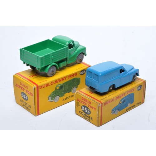 755 - Dinky Dublo No. 63 Commer Van plus No. 64 Austin Lorry. Both display generally good to very good, in... 