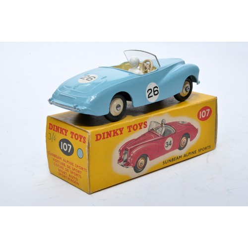 768 - Dinky No. 107 Sunbeam Alpine Sports. Single issue is in blue, RN26 with cream interior, and cream hu... 