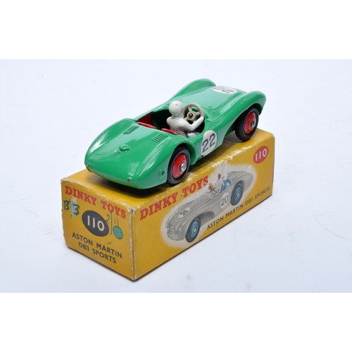 774 - Dinky No. 110 Aston Martin DB3 Sports. Single issue is in green, RN22 with red interior, and red hub... 
