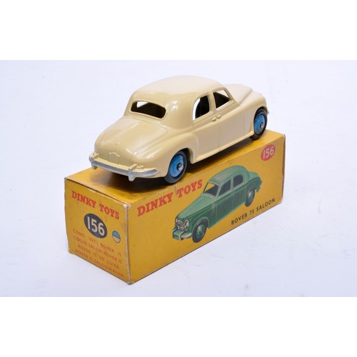 799 - Dinky No. 156 Rover 75 Saloon. Single issue is in cream, with blue hubs, as shown. Displays generall... 