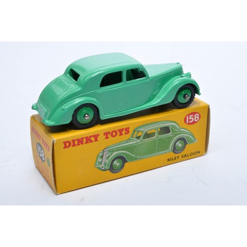 813 - Dinky No. 158 Riley Saloon. Single issue is in green, with green hubs, as shown. Displays generally ... 