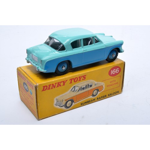 836 - Dinky No. 166 Sunbeam Rapier Saloon. Single issue is in two-tone blue, with blue hubs, as shown. Dis... 