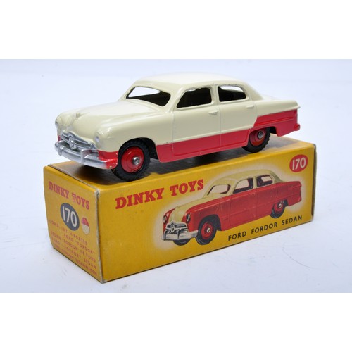 846 - Dinky No. 170 Ford Fordor Sedan. Single issue is in two-tone cream and red, with red hubs, as shown.... 