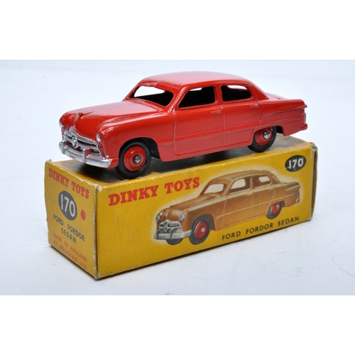 847 - Dinky No. 170 Ford Fordor Sedan. Single issue is in  red, with red hubs, as shown. Displays generall... 