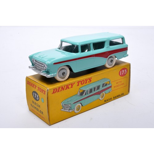 855 - Dinky No. 173 Nash Rambler. Single issue is in two-tone blue and cerise, with grey hubs, as shown. D... 