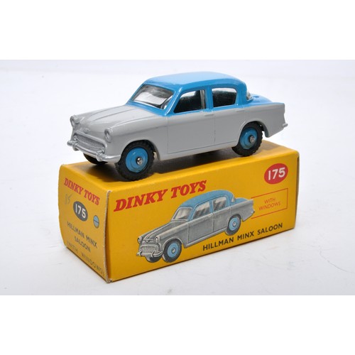 858 - Dinky No. 175 Hillman Minx Saloon. Single issue is in two-tone blue and grey, with blue hubs, as sho... 