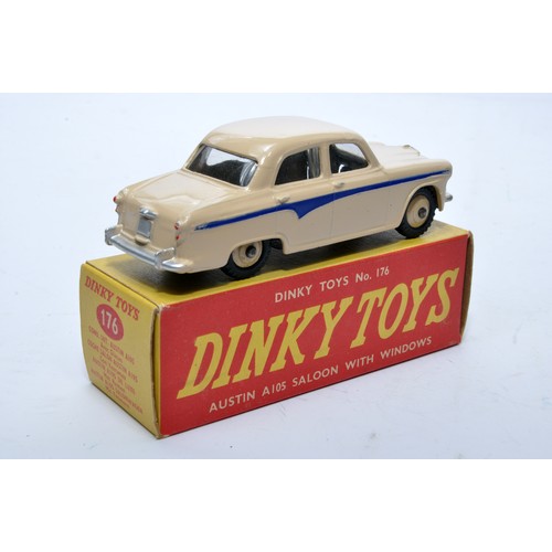 861 - Dinky No. 176 Austin A105 Saloon. Single issue is in beige with blue flash, with beige hubs, as show... 