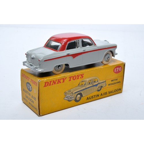 863 - Dinky No. 176 Austin A105 Saloon. Single issue is in two tone red and grey with red flash, with grey... 