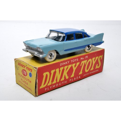 865 - Dinky No. 178 Plymouth Plaza. Single issue is in two tone blue, with chrome hubs, as shown. Displays... 