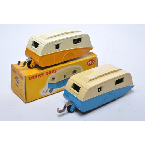 878 - Dinky No. 190 Caravan. Single issue is in two-tone cream and yellow, with beige hubs, as shown. Disp... 