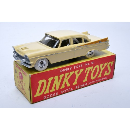 879 - Dinky No. 191 Dodge Royal Sedan. Single issue is in two-tone cream and tan, with chrome hubs, as sho... 