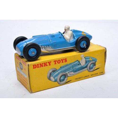 885 - Dinky No. 230 Talbot Lago Racing Car. Single issue is in blue, RN4, with blue hubs, as shown. Displa... 