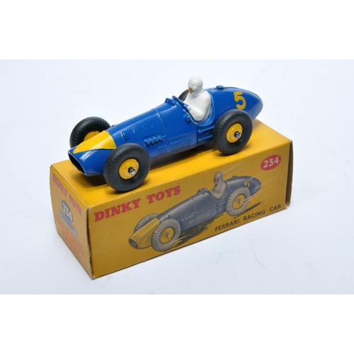 888 - Dinky No. 234 Ferrari Racing Car. Single issue is in blue, RN5, with yellow hubs, as shown. Displays... 