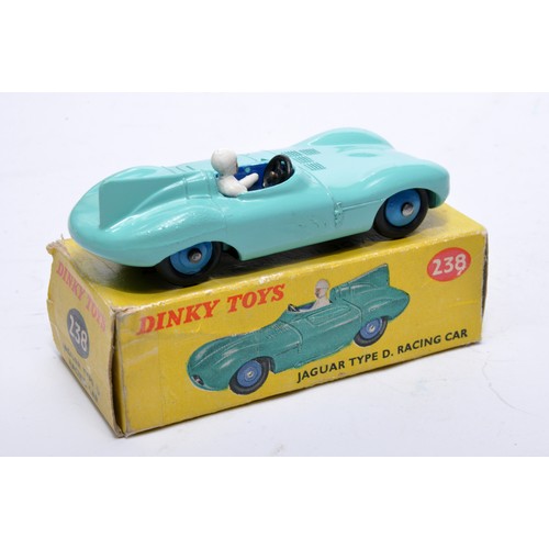 894 - Dinky No. 238 Jaguar D Type Racing Car. Single issue is in green, with blue hubs, as shown. Displays... 