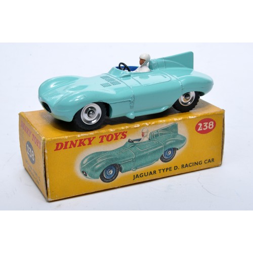 895 - Dinky No. 238 Jaguar D Type Racing Car. Single issue is in green, with chrome hubs, as shown. Displa... 