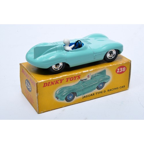 895 - Dinky No. 238 Jaguar D Type Racing Car. Single issue is in green, with chrome hubs, as shown. Displa... 