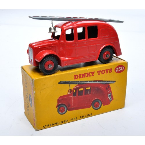 898 - Dinky No. 250 Streamlined Fire Engine. Single issue is in red, with red hubs, and silver metal ladde... 