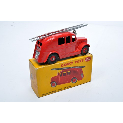 898 - Dinky No. 250 Streamlined Fire Engine. Single issue is in red, with red hubs, and silver metal ladde... 