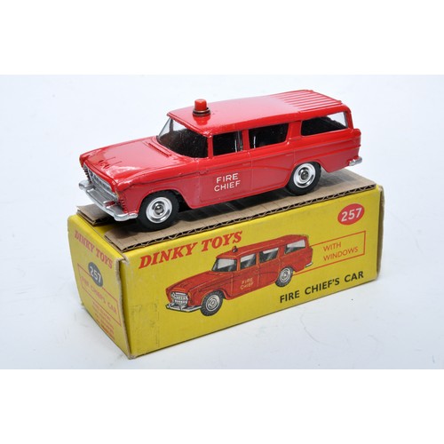 905 - Dinky No. 257 Fire Chief's Car. Single issue is in red, with chrome hubs, as shown. Displays general... 