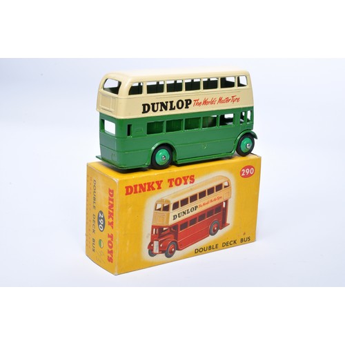 921 - Dinky No. 290 Double Deck Bus. Single issue is in two-tone cream and green, with 'Dunlop' livery, an... 