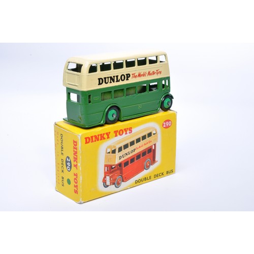 922 - Dinky No. 290 Double Deck Bus. Single issue is in two-tone cream and green, with 'Dunlop' livery, an... 