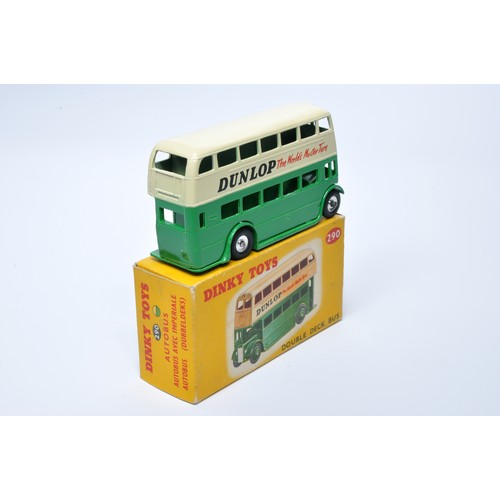 923 - Dinky No. 290 Double Deck Bus. Single issue is in two-tone cream and green, with 'Dunlop' livery, an... 