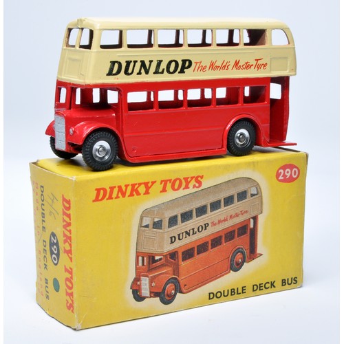 926 - Dinky No. 290 Double Deck Bus. Single issue is in two-tone cream and red, with 'Dunlop' livery, and ... 