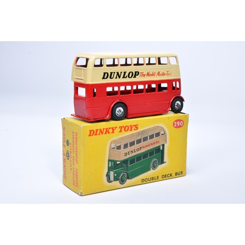 926 - Dinky No. 290 Double Deck Bus. Single issue is in two-tone cream and red, with 'Dunlop' livery, and ... 