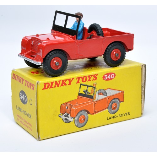 938 - Dinky No. 340 Land Rover. Single issue is in red, with red interior, and red plastic hubs, as shown.... 