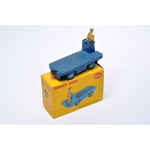 949 - Dinky No. 400 BEV Electric truck. Single issue is in dark blue, plus mid-blue hubs, as shown. Displa... 