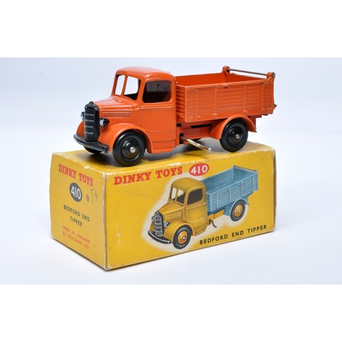 956 - Dinky No. 25m / 410 Bedford End Tipper. Single issue is in orange with black hubs, as shown. Display... 